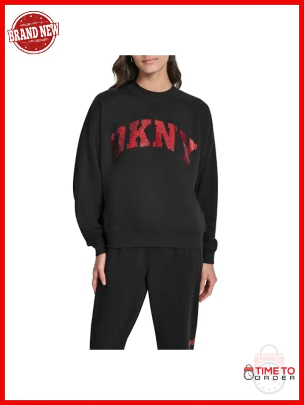 Rhinestone Varsity Logo Pullover Fleece Sweatshirt